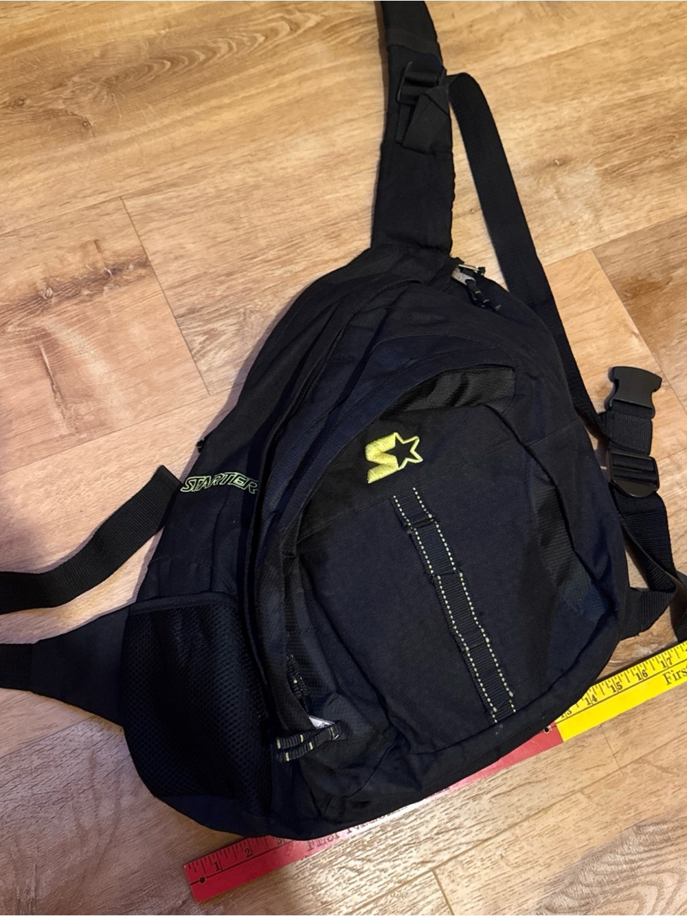 Vintage Y2K Starters Sling Bag One Strap Backpack Shoulder Black Earphones 2000s